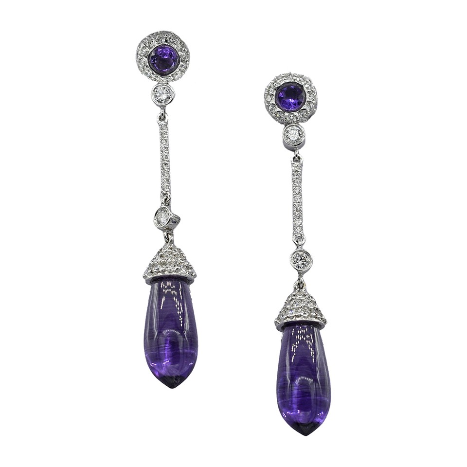 Amethyst Drop Earring
12.09ctw Amethyst + 1.29ctw
Dias
18K White Gold