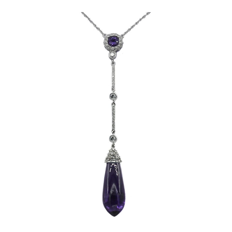 Amethyst Drop Pendant
14.44ctw Amethyst + 0.74ctw
Dias
18K White Gold