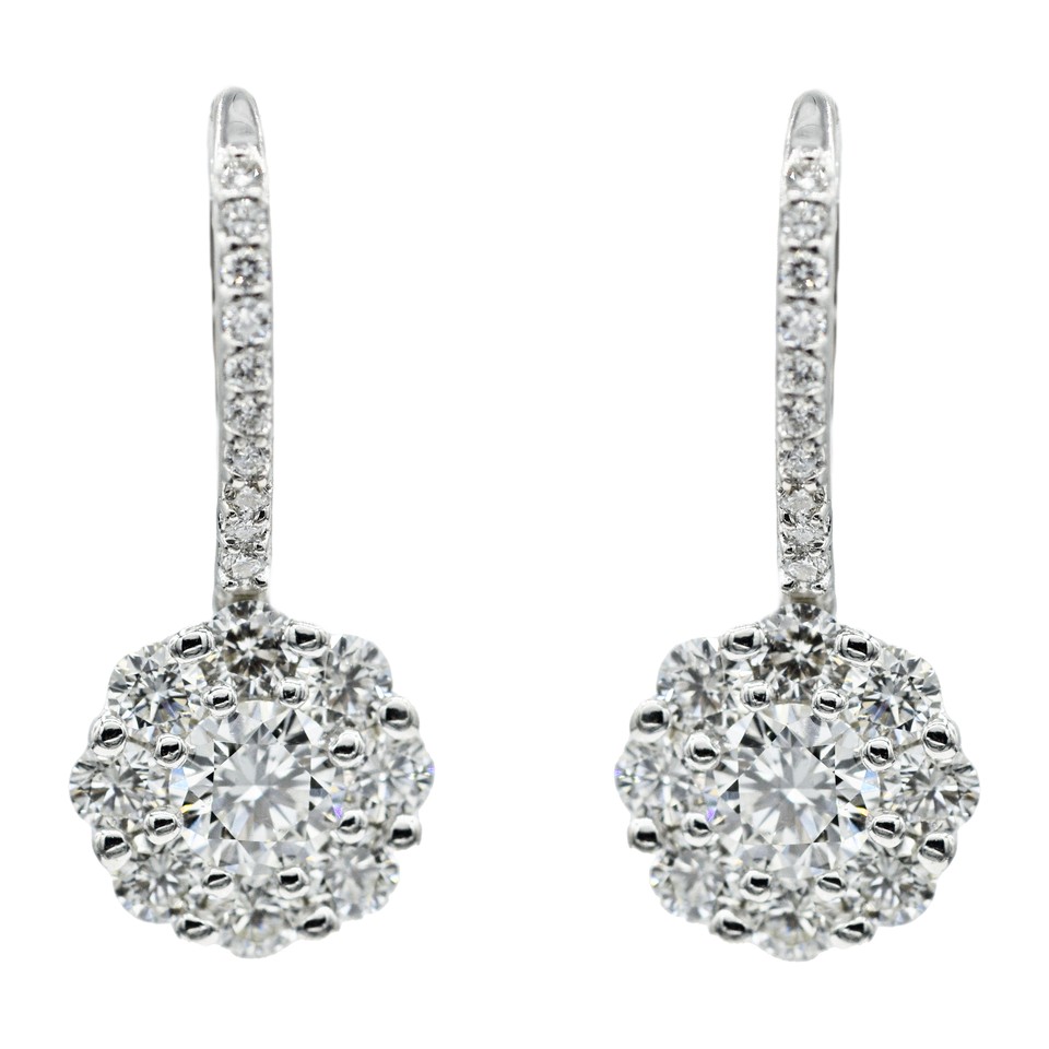 Royal Prong Drop Earrings
1.35ctw Centers + 0.82 Dias
18K White Gold