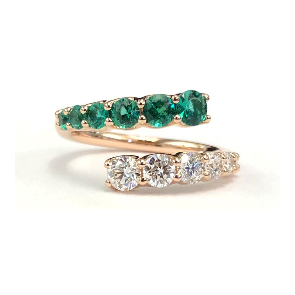Bypass Ring
0.90ctw Diamonds
0.68ctw Emeralds
18K Rose Gold