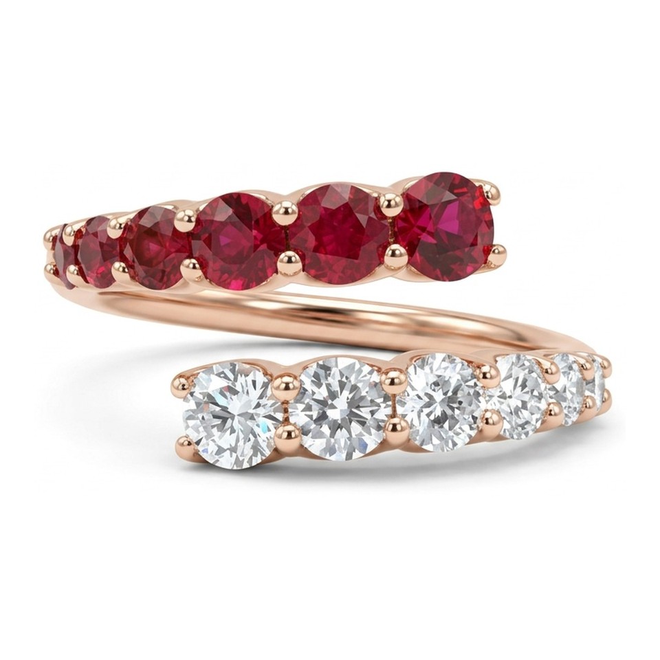 Bypass Ring
0.90ctw Diamonds
1.07ctw Rubies
18K Rose Gold