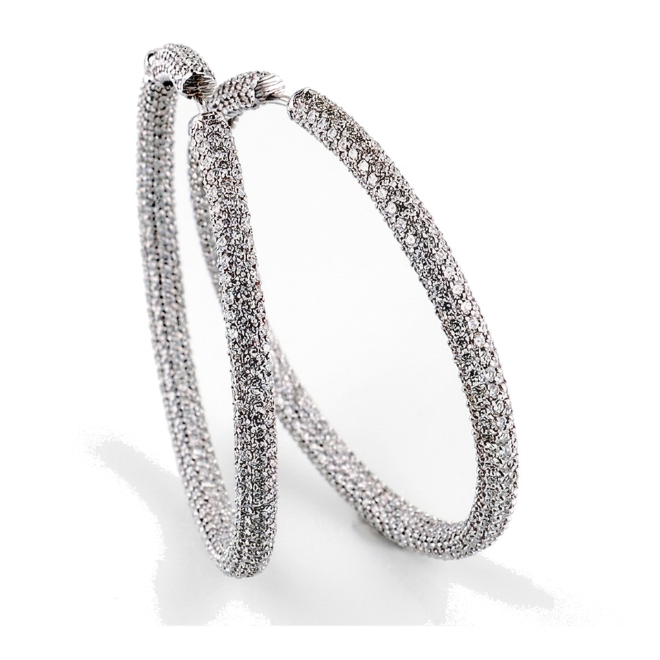 2 1/2" Pave Hoops
17.03ctw
18K White Gold