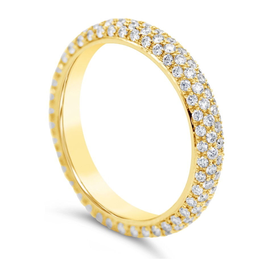 Rolled Pave Eternity Band
1.00ctw Dias
18K Yellow Gold