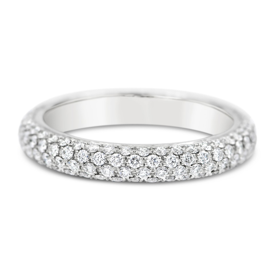Rolled Pave Eternity Band
1.00ctw Dias
Platinum