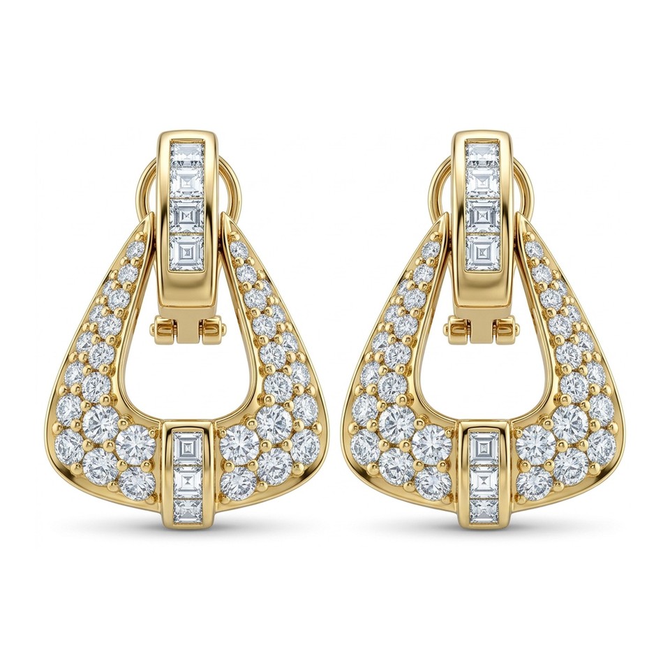 Door Knocker Earrings
4.00ctw Dias
18K Yellow Gold