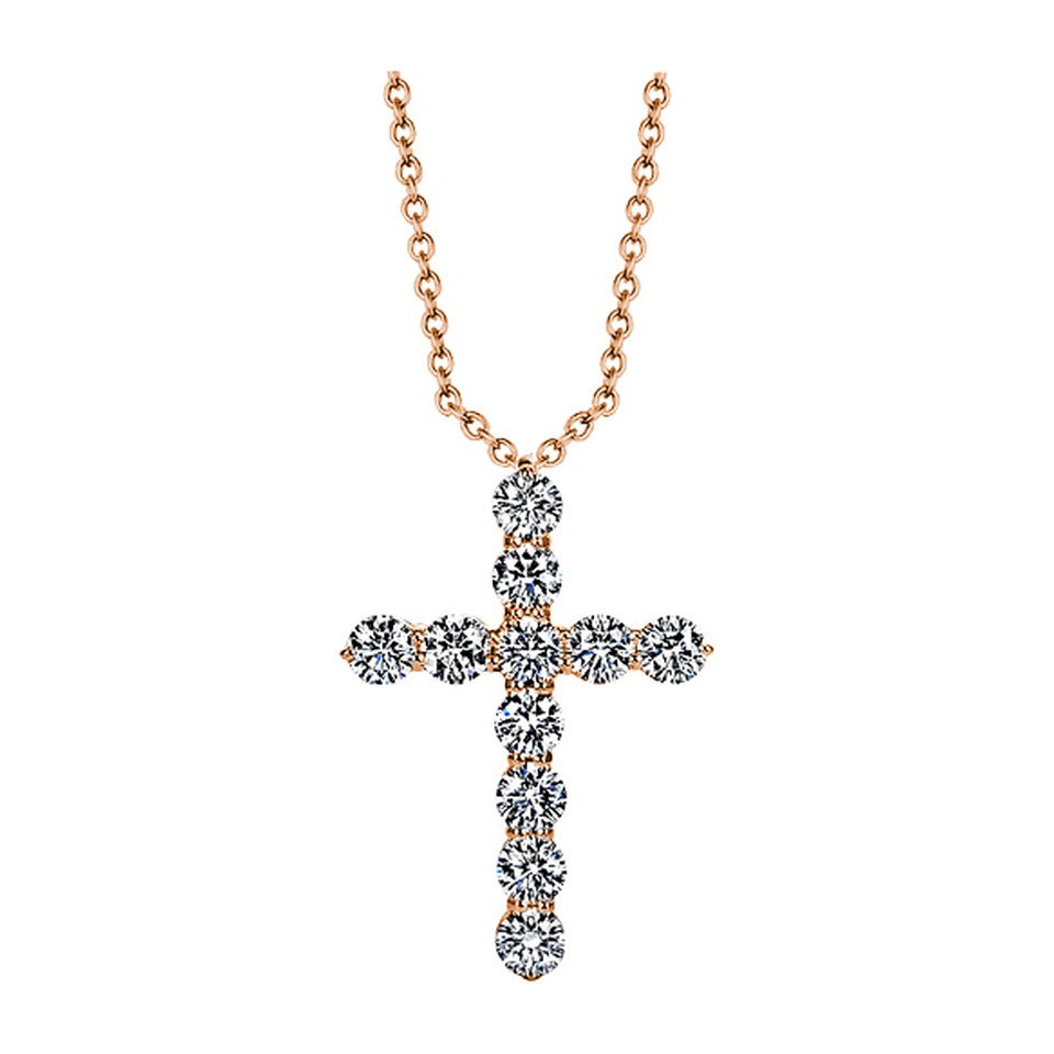 7/8" Cross Pendant on Chain
0.95ctw Dias
18K Yellow Gold