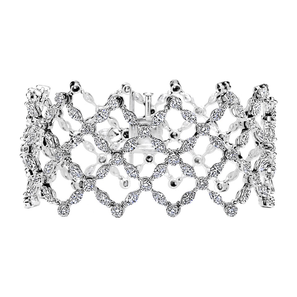 Wide Lattice Bracelet
18.55ctw Dias
18K White Gold