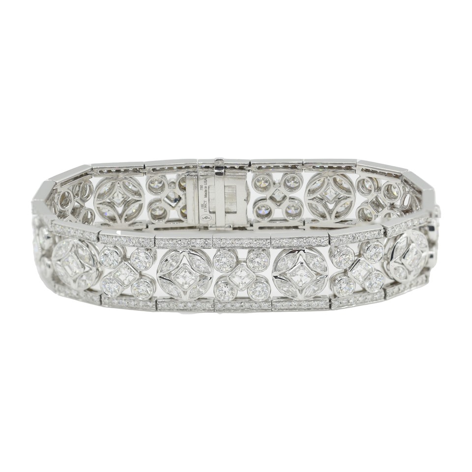 Mixed-Shape Geometric Bracelet 17.96ctw Dias 18K White Gold