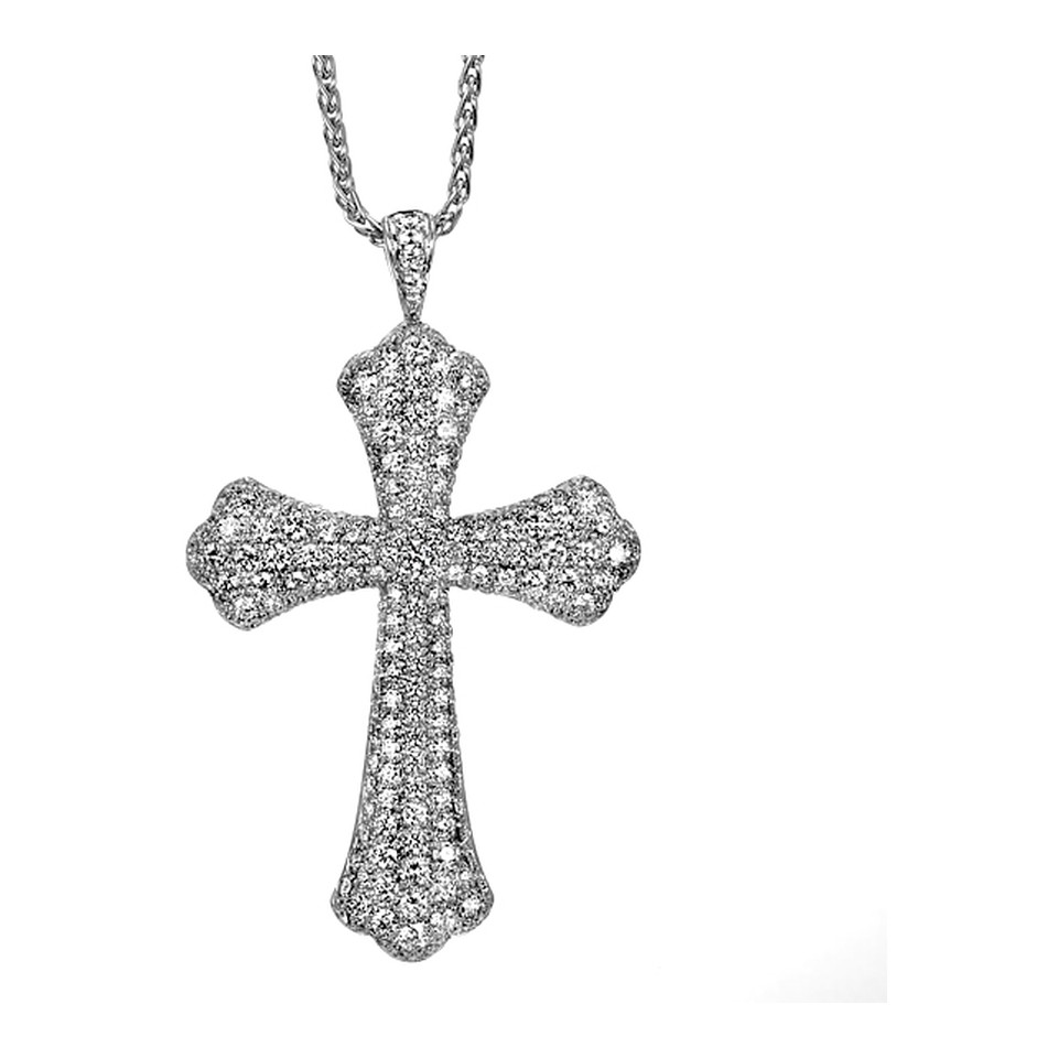 Large Arched Pave Cross
Pendant with Chain
2.95ctw Dias
18K White Gold