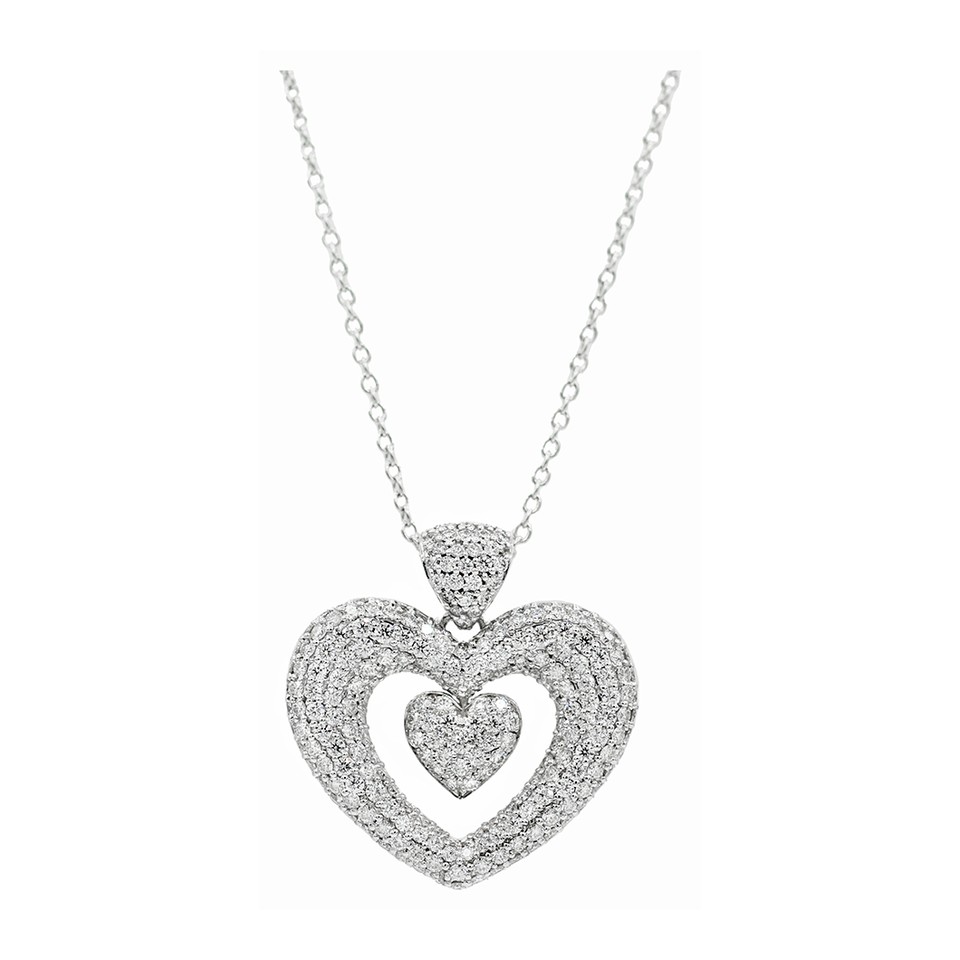 Puffed Double Open/Closed
Heart Pendant
1.52ctw Dias
18K white Gold