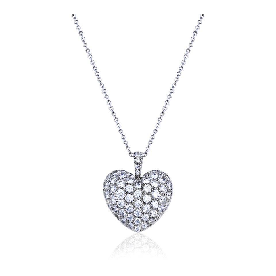 Large Pave Diamond Puffed Heart
Pendant with Chain
5.34ctw Dias
18K White Gold