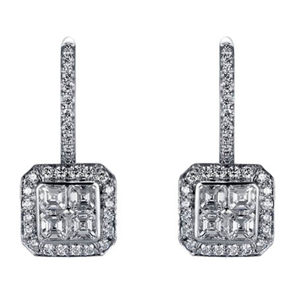 Asscher Dangle Earrings
1.57ctw Dias
18K White Gold
