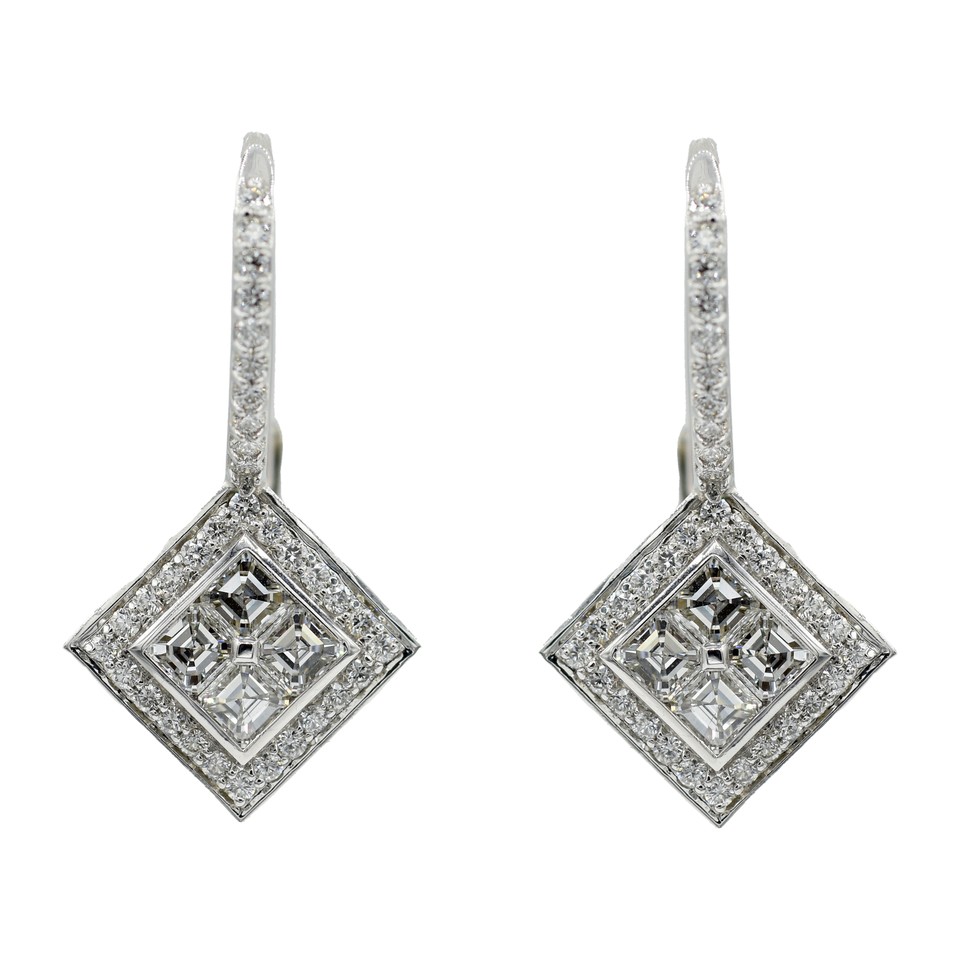 Asscher Dangle Earrings
1.55ctw Dias
18K White Gold